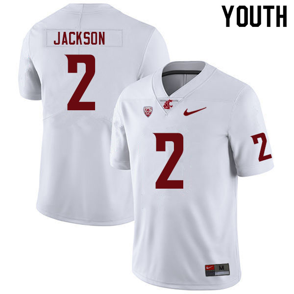 Youth #2 Chris Jackson Washington State Cougars College Football Jerseys Sale-White - Click Image to Close